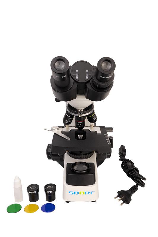 MICROSCÓPIO BIOLÓGICO BINOCULAR C/ AUMENTO DE 40X A 2.000X LED 3W