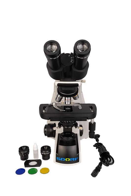 Microscópio Biológico Binocular Planacromático Infinito ICS (SISTEMA DE CORREÇÃO INFINITA) com Aumento de 40x a 1.600x e Iluminação de 5W