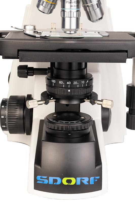 Microscópio Biológico Binocular Planacromático Infinito ICS (SISTEMA DE CORREÇÃO INFINITA) com Aumento de 40x a 1.600x e Iluminação de 5W