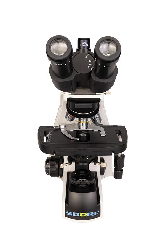Microscópio Biológico Trinocular Planacromático Infinito ICS (SISTEMA DE CORREÇÃO INFINITA) com Aumento de 40x a 1.600x e Iluminação de 5W 